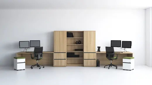 two person desk with storage Image