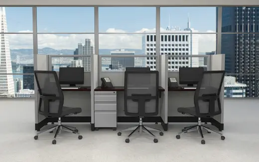 3 person call center cubicle image